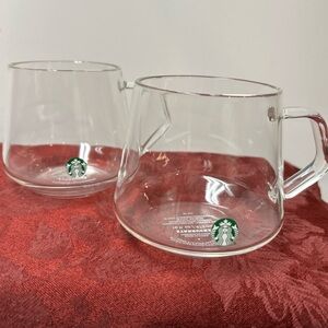 Starbucks 2023 Winter Clear Glass Core Mug Set Of 2, 16oz Coffee cup